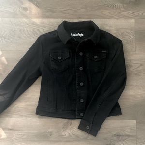 Black denim trucker jacket